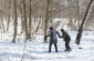 The Yahad team with Ivan K. at the execution site in the forest.  March 2018. ©Les Kasyanov/Yahad - In Unum